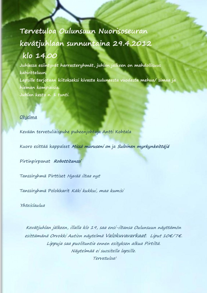 Oulunsuun Nuorisoseuran kevätjuhla
